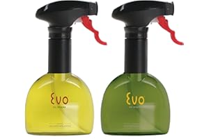 Evo Oil Sprayer 8118 Bottle, Non-Aerosol for Olive Cooking Oils, BPA-Free Plastic, Green and Yellow