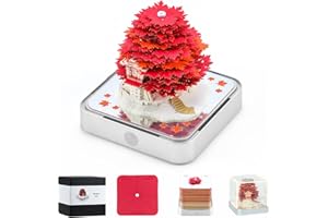 AISCHENS Calendrier 3D 2026,Sculpture sur Papier Unique pour Décor de Bureau,Calendrier Horloge 3D avec Bloc-notes à Feuilles Détachables,Éclairage LED & Boîtier en Acrylique,calendrier de Bureau