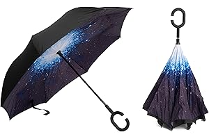 Braty Decorations Seitenverkehrter Stockschirm, Innovativer Regenschirm, Doppelschichtiger Regenschirm, Umgekehrter Regenschirm, Regenschirm mit C-förmigem Griff