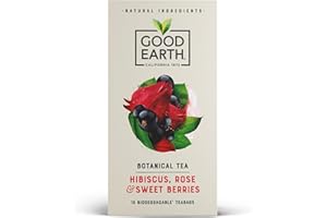 GOOD EARTH TEA CO. Good Earth Hibiscus, Sweet Berries & Rose Tea - Herbal Tea, 15 Biodegradable Teabags