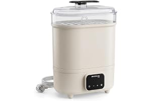 Mobiclinic®, Flasksterilisator, 4 i 1, Upp till 6 Flaskor, Torkar, Bibehåller temperaturen, Automatiskt Läge, Nappar och Brös