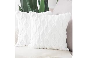 Madizz 2 Pezzi Federe in Lana Corta Velluto Copricuscini Morbido Decorativo Fodere per Cuscino Lusso Stile per Divano Camera da Letto Bianca Quadrate 60x60 cm