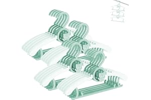 Stampelle Bambini per l’armadio di Neonato e di Ragazzo e Ragazza, HGYZE 20 Appendini Impilabili con Gancio per Orsetto, Regolabili e Antiscivolo Appendiabiti per Vestiti, Salvaspazio Grucce (Verde)