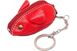 BAWAKO Mini Porte-Monnaie en Cuir, Souris, Breloque, Attache Sac à Bandoulière, Enfants Adultes, Rouge