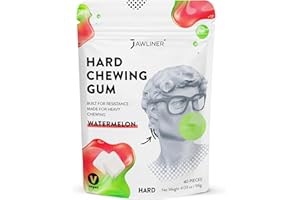 Jawliner® Jawline Gum Hard Chew Resistance Exercise Rubber for Jawline Sculpture Hard Gum for Jaw Strength Facial Training Jaw Trainer Mjauande for Men and Women - Watermelon - 40 Pieces