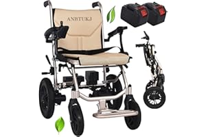 ANBTUKJ Falte elektrische Rollstühle für Erwachsene und Senioren 30 lbs leichte Faltbare Elektrorollstühle 220 lbs langlebiger motorisierter Rollstuhl mit 2 Abnehmbarer Batterie,Wheelchair