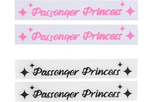 NUMLOT Autocollant Rétroviseur Voiture,Stickers de Passager Princesse,4 pcs Mignon Drôle Rétroviseur Autocollant,avec Étoiles Rose,Accessoires de Décoration pour Fenêtre de Voiture Femme (Noir&Rose)