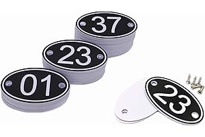 PlayCool Numeri da tavolo ovali incisi in ABS, 30 mm x 50 mm (1-200), per pub, ristoranti, club, colore nero, da 1 a 200