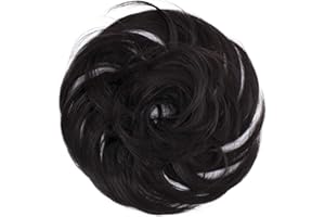 CAISHA Haargummi Bella Hochsteckfrisuren Haarteil Hochzeitfrisuren Voluminös Leicht Gewellt Hitzebeständige Kunstfaser DM17cm Dunkelbraun G2B