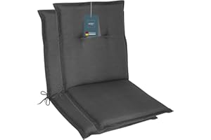 ‎LILENO HOME LILENO HOME Gartenstuhl Auflagen als [2er Set - Niedriglehner] in Uni Anthrazit (Tami) - Bequeme Liegen als Sitzauflagen für Gartenmöbel - Stuhlkissen für Gartenstühle und Klappstühle