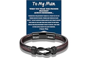 Rajputana Leather Bracelet With Inspirational Card Braided Leather Bracelets for Men Personalised Forever Linked Knot Bracelet Gifts For Man/Son/Dad/Boyfriend On Father'S Day Birthday Christmas