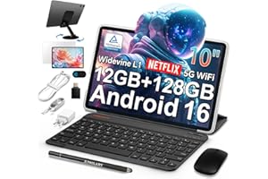 TECLAST P30T Tablet 10 Pulgadas Android 16 Tableta con 10 Accesorios, 12GB RAM+128GB ROM(TF 4TB), 2GHz Octa-Core CPU, Tablet con Teclado+Lápiz+Funda+Auriculares, 5G WiFi/Widevine L1/6000mAh/GPS, 2026
