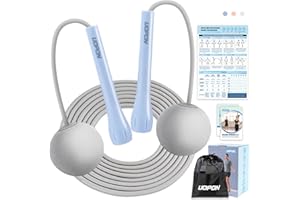 UOPON Springseil Erwachsene Fitness, Springseil Ohne Seil Mit Großer Kabelloser Ball & Trainingsposter, ABS Einstellbar Rutschfeste Griffe Workout 3M Jump Rope für Männer, Frauen, Kinder & Erwachsene