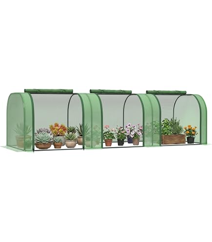 Serre Tunnel Outsunny 3,24 M² – 180x180x200 Cm – Acier PE Double Couche – Porte Et Fenêtre Enroulables – Toutes Saisons