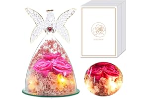 REWJURY Vera Rosa Eterna in Angel Regalo Mamma, Donna Regalo Compleanno, Conservato Rosa Stabilizzata Fiore Cupola Angel, San Valentino Anniversario Regalo Compleanno per Mamma Moglie Madre Fidanzata Nonna