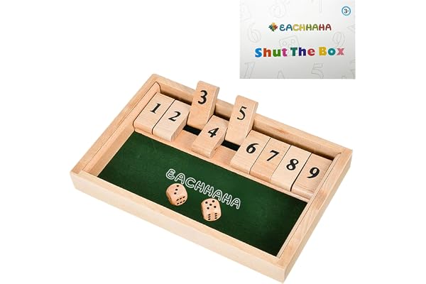EACHHAHA Shut The Box -Jeux de société en Bois Classique-Jeu de dés-Jeu de Rassemblement de la Famille-Jouet de Voyage-Convient à la Formation en logique mathématique pour Enfants