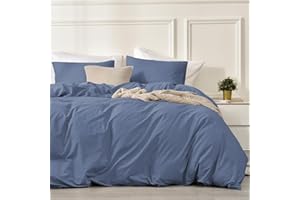 LUOFANFEI Juego de Funda Nordica Azul Cama 135/150 240x220 100% Algodón Transpirable Suave Moderno Juego de Funda de Edredón y Fundas Almohada (50x75cm)