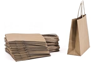 FLORIO CARTA S.P.A Shopper in Carta Kraft Avana con Manico in Carta Ritorta, 44x14x50, Confezione da 25 unità