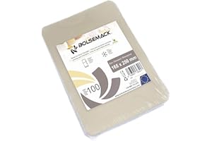 Bolsemack Bases de Loncheado para Envasar al Vacío 165x250 mm, Láminas rPET Transparentes, Bandejas para Embutidos, Jamón y ahumados, ideales para bolsas de envasado al vacío.