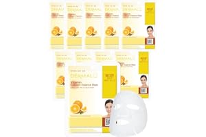 DMD DERMAL MAKE A DIFFERENCE DERMAL 10 hojas de mascarilla facial coreana con esencia de colágeno y vitaminas – Brillo de la vitamina C y vitalidad de la piel, para pieles secas y sin brillo