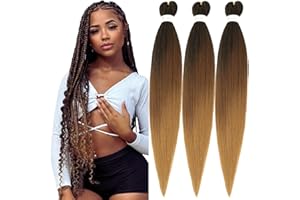 Xusuperb Pre Stretched Braiding Haare Ombre Braun 30 Zoll Lang Easy Braids Extensions 3 Packungen Kunsthaar zum Einflechten Weich Knotless Kanekalon Yaki-Textur Zöpfe Haarverlängerungen(T1B/30/27#)