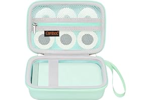 Canboc Hard Carrying Case Compatible with NELKO/TYPONOS P21 Label Maker Machine, Portable Bluetooth Label Printer Box, Zip Mesh Bag Fits Label Paper and Charging Cable, Green