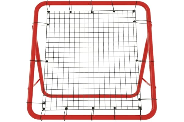 XMTECH Filet de rebond de but de football - Pour exercices, tir de football, baseball, basket-ball réglable - Rouge - 100 x 100 x 65 cm