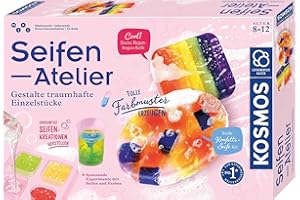 KOSMOS 671518 Seifen-Atelier, Gestalte traumhafte Einzelstücke, Komplett-Set mit Gießformen, Werkzeug, Farben, Rohmasse, Experimentierkasten für Mädchen u.Jungen ab 8-12 Jahre zu Kosmetik u. Chemie