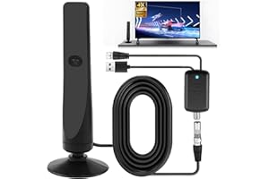 TIANXUAN 2025 Upgraded Indoor TV Aerial 1080P 4K HD Digital Antenna with Signal Booster for Smart TV High Gain Indoor Outdoor Aerial with Strong Signal UK for 280 Miles Wavemax Antenna 9.8ft Cable 4G 360°