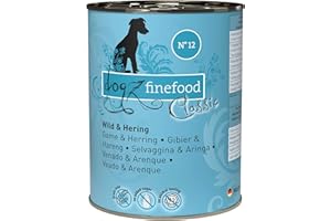 dogz finefood Mokra karma dla psów – N° 12 dzikie i śledzie – karma dla psów i szczeniaków – nie zawiera zbóż i cukru – wysoka zawartość mięsa, puszka 6 x 400 g
