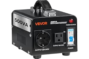 VEVOR Spänningstransformator, 500 VA uppåt/nedåtgående transformator, konvertering från 110 V till 220 V och från 220 V till