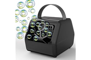 P PANACARE Automatic Bubble Machine for Kids，20000+ Bubbles Per Minute Bubble Blower,Bubble Maker Toys with 26 Holes/lighting/120ML Bubble Solution/Parties,Wedding,Birthday Gifts