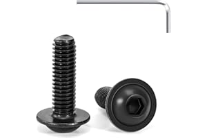Tunejoy 20 Pezzi Viti a Testa Bombata con Flangia M6 x 20 mm Nero Vite a Testa Esagonale Bulloni in Acciaio Inox A2 V2A Viti a Brugola con Chiavi a Esagono Filettatura Completa