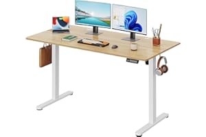 DEVAISE Escritorio Elevable Eléctrico,Mesa Regulable Rltura 140 x 70cm con 3 Memorias,Mesa de Oficina con Panel Inteligente en Casa con Tablero Ensamblado, Roble Natural