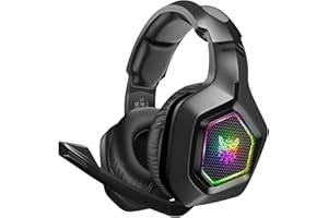 DIZA100 Casque Gaming PS4, Casque Gaming Xbox One RGB LED Lampe ONIKUMA Casque Gamer Audio Stéréo Basse Anti-Bruit Réglable Micro Compatible pour PC Laptop
