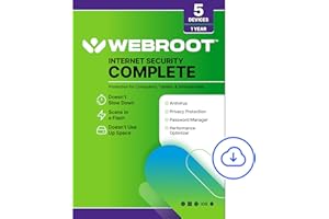 WEBROOT Internet Security Complete 2026 | Password Manager, Smartphone & Tablet, Performance Optimizer, Cloud Backup | 5 Devices | 1 Year | Mac/Windows/iOS/Android/Chrome | Activation code per email