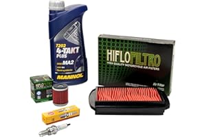 MVH BOCKAUF Kit d'entretien huile 1 l + filtre à air + filtre à huile + bougie d'allumage pour Yamaha YZF-R 125 YZF-R125 RE06 année de construction 2008-2013
