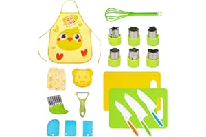 AIXMEET Set de Cuchillos de Cocina para Niños de,Cuchillo Niños Montessori,Cuchillos de Seguridad de Madera Seguros para Niños para Cortar Pasteles de Frutas y Verduras (20PCs)