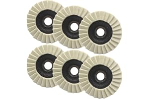 NIYATA 6 piezas de lana pulidora angular, 125 mm de fieltro, disco pulidor de 22,23 mm, disco de pulido brillante para taladro, amoladora angular, herramienta de lijado