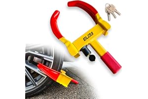 ELI73 Wheel Clamp - Heavy Duty Anti-Theft Security Lock for Cars, Caravans, and Trailers - Adjustable, High-Visibility Vehicle Protection