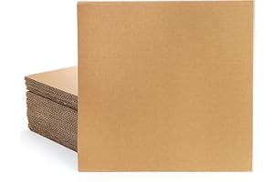 Hacaroa 50 Stück Wellpappe Bögen 2 mm Dick, 30,5 x 30,5 cm Flache Pappeinlagen Quadratische Bastelwellpappe für Mailing, Verpackung, Versand, Handwerk, Braun