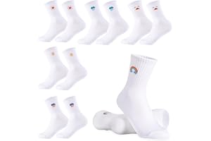 Utensilsto 6 Paar Tennissocken Kinder 31-34 Weiß Baumwolle Socken Bequeme Sportsocken Kinder Süße lustige Socken Geschenke für Jungen und Mädchen