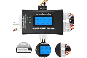APKLVSR Testeur d'alimentation pour Ordinateur PC, Testeur d'alimentation 20/24 4/6/8 Broches 1,8 pour Ordinateur,Testeur d'alimentation avec écran LCD pour Les connecteurs ATX/ITX/IDE/HDD/SATA/BYI