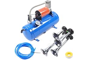 Futchoy Compresseur d'air portable 12 V - 6 L + 4 tubes - Klaxon à air comprimé - Pour moteurs de voiture, vélo, pression de travail maximale : 150 PSI