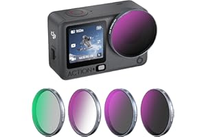REYGEAK Lot de filtres ND pour Osmo Action 6, CPL/ND8/16/32 pour OSMO Action 5/4/3, cadre en aluminium Multi-couches HD Optical Glass (CPL/ND8/16/32)