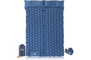 Elegear Camping Mattress Double,Self Inflating Camping Sleeping Mat Double Foot Pump with Pillow Lightweight Sleeping Mat Portable,Outdoor Camping Pad for Hiking Travel Backpacking Beach