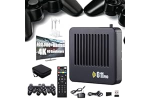 YAGEROD 2026 Upgrade Retrowave G11 Pro 100000 Spiele, Retrowave G11, Retro Game Console 4K, Portable Plug & Play Video Games mit 2/4 Kabellosen Dual-Controllern(256G-100000,2 kabelloses Gamepad)