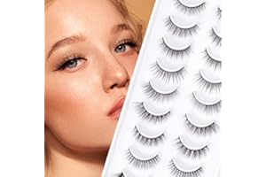 EMEDA Faux Cils Naturel 10 Styles, 10 Paires Faux Cils Naturels 3D, Faux Cils Longs Et Duveteux Dramatique Cils, Natural False Lashes Wispy Cateye Eyelashes (Mix-1)
