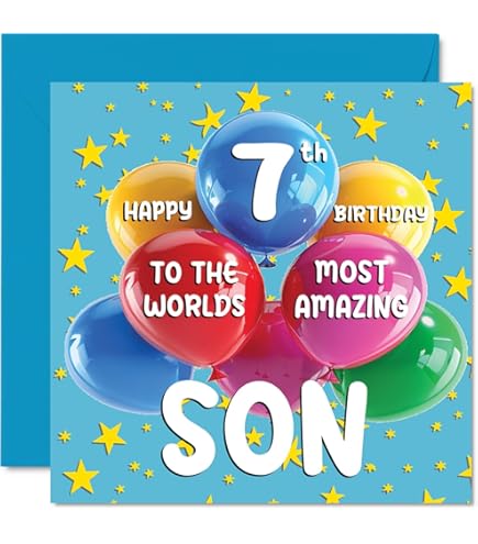 Geburtstagskarte Zum 16. – „To A Wonderful Son“ Mit Luftballons & Sternen
