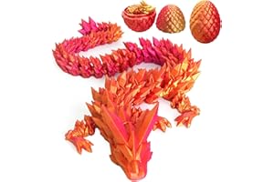 ATOWORLD 3D Printed Dragon in Egg 3D Printed Fidget Dragon Egg Toys for Boys Kids 3D Dragon Egg with Dragon Inside 3D Printed Dinosaur Egg Articulated Crystal Jellycat Dragon with Egg Large(Laser Red)